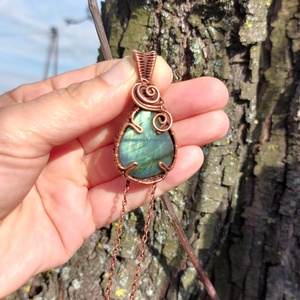 Labradorit medál  - ékszer - nyaklánc - medálos nyaklánc - Meska.hu