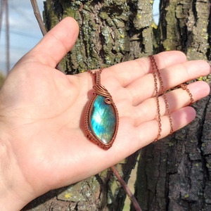 Labradorit medál , Ékszer, Nyaklánc, Medálos nyaklánc, Ékszerkészítés, Fémmegmunkálás, MESKA