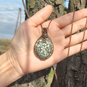 Jáspis (óceán) medál , Ékszer, Nyaklánc, Medálos nyaklánc, Ékszerkészítés, Fémmegmunkálás, MESKA