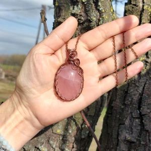 Rózsakvarc nyaklánc - Meska.hu