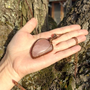 Rózsakvarc nyaklánc - ékszer - nyaklánc - medálos nyaklánc - Meska.hu