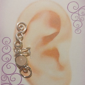 Fülgyűrű rózsakvarccal - Meska.hu