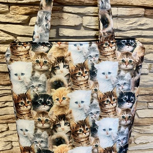 Csodás, zipzáras textil táska ( cicák )  - táska & tok - bevásárlás & shopper táska - shopper, textiltáska, szatyor - Meska.hu