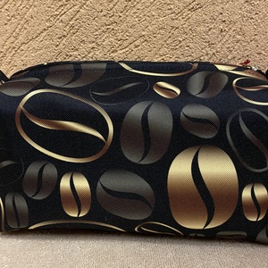 CoffeeChic � fekete-arany kávészem-mintás  sminktáska/neszesszer, Táska & Tok, Neszesszer, Varrás, MESKA