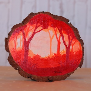 fára festett tüzes tájkép - Meska.hu