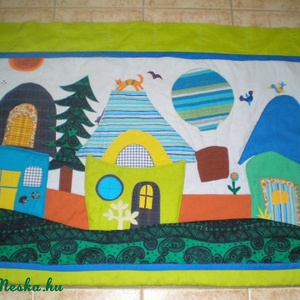Házikós falvédő 120x90 cm, Otthon & Életmód, Babaszoba, gyerekszoba, Falvédő gyerekszobába, Patchwork, foltvarrás, MESKA
