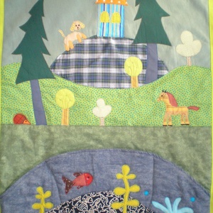 Állatkás falikép 90x70 cm, Otthon & Életmód, Babaszoba, gyerekszoba, Falvédő gyerekszobába, Patchwork, foltvarrás, MESKA