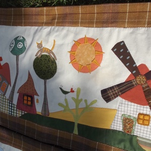 Keskeny falikép, szélmalmos-macskás 150 x 60 cm - Meska.hu