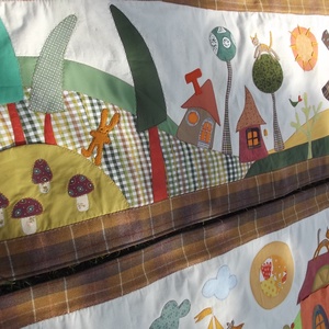 Keskeny falikép, szélmalmos-macskás 150 x 60 cm - otthon & életmód - babaszoba, gyerekszoba - falvédő gyerekszobába - Meska.hu