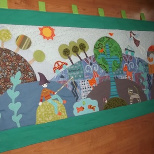 Fiús falvédő, autós, pecás 160 x 70 cm, Otthon & Lakás, Babaszoba, gyerekszoba, Falvédő gyerekszobába, Patchwork, foltvarrás, Meska