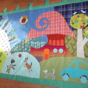 Kukásautós, fiús falvédő SZETT 200 x 90 plusz két db zsebes tárolóval, Otthon & Életmód, Babaszoba, gyerekszoba, Falvédő gyerekszobába, Patchwork, foltvarrás, MESKA