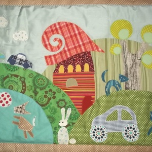 Falvédő járművekkel, állatokkal 140 x 60 cm - otthon & életmód - babaszoba, gyerekszoba - falvédő gyerekszobába - Meska.hu