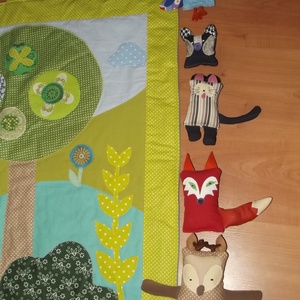 FIGURÁKKAL, ZSEBEKKEL Erdei állatos falvédő 160x80 cm - otthon & életmód - babaszoba, gyerekszoba - falvédő gyerekszobába - Meska.hu