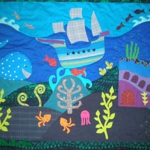 ZSEBEKKEL Tengeres falvédő, 160 x 100 cm, Otthon & Életmód, Babaszoba, gyerekszoba, Falvédő gyerekszobába, Patchwork, foltvarrás, MESKA