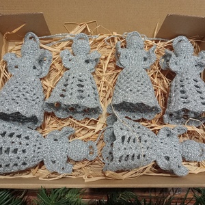 Horgolt angyalka - karácsony - karácsonyi lakásdekoráció - karácsonyfadíszek - Meska.hu