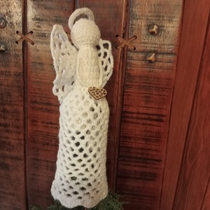 Angyalka csúcsdísz - karácsony - karácsonyi lakásdekoráció - karácsonyfa szoknya, karácsonyfa alátét - Meska.hu