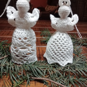 Horgolt angyalka - karácsony - karácsonyi lakásdekoráció - karácsonyfadíszek - Meska.hu