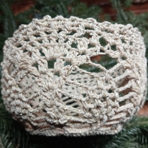 Horgolt kosár - karácsony - karácsonyi lakásdekoráció - ünnepi asztaldekoráció - Meska.hu