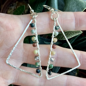 SaraZ // Forest Geometry fülbevaló indiai acháttal - ékszer - fülbevaló - lógó fülbevaló - Meska.hu