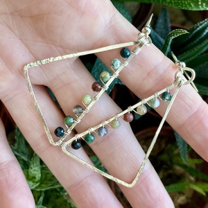 SaraZ // Forest Geometry fülbevaló indiai acháttal - ékszer - fülbevaló - lógó fülbevaló - Meska.hu