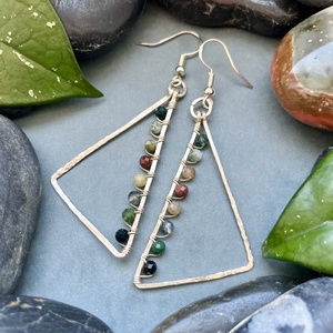 SaraZ // Forest Geometry fülbevaló indiai acháttal - ékszer - fülbevaló - lógó fülbevaló - Meska.hu