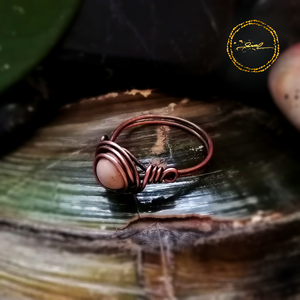 SaraZ // Inner Ember gyűrű mookait jáspissal, Ékszer, Gyűrű, Gyöngyös gyűrű, Ékszerkészítés, MESKA