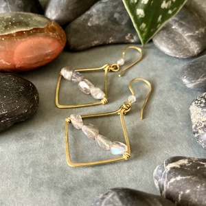 SaraZ // Forest Geometry fülbevaló labradorittal - ékszer - fülbevaló - lógó fülbevaló - Meska.hu