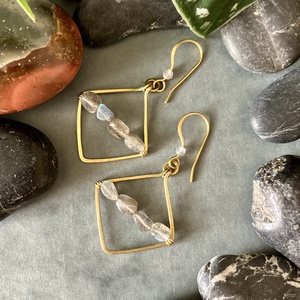 SaraZ // Forest Geometry fülbevaló labradorittal - ékszer - fülbevaló - lógó fülbevaló - Meska.hu