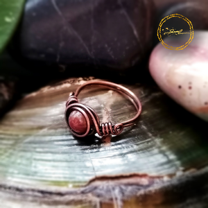 SaraZ // Inner Ember gyűrű indiai acháttal, Ékszer, Gyűrű, Gyöngyös gyűrű, Ékszerkészítés, MESKA