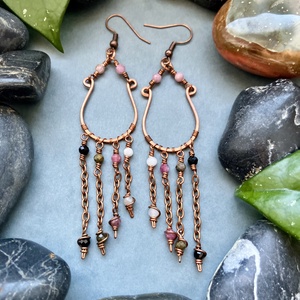 SaraZ // Desert Bloom chandelier fülbevaló turmalinnal - ékszer - fülbevaló - lógó fülbevaló - Meska.hu