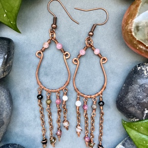 SaraZ // Desert Bloom chandelier fülbevaló turmalinnal - ékszer - fülbevaló - lógó fülbevaló - Meska.hu