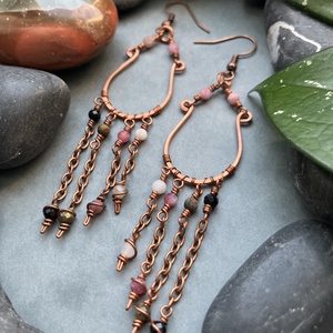 SaraZ // Desert Bloom chandelier fülbevaló turmalinnal - ékszer - fülbevaló - lógó fülbevaló - Meska.hu