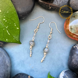 SaraZ // Planet Bloom fülbevaló labradorittal, Ékszer, Fülbevaló, Lógó fülbevaló, Ékszerkészítés, MESKA