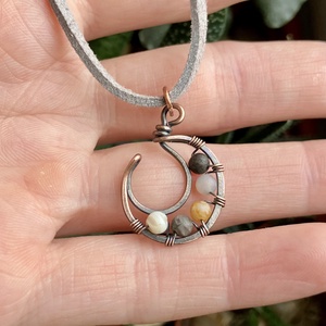 SaraZ // Lunar Circle nyaklánc acháttal - ékszer - nyaklánc - medálos nyaklánc - Meska.hu