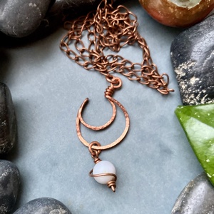 SaraZ // Lunar Circle nyaklánc amazonittal - ékszer - nyaklánc - medálos nyaklánc - Meska.hu