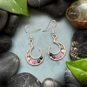 SaraZ // Lunar Circle fülbevaló turmalinnal, Ékszer, Fülbevaló, Lógó fülbevaló, Ékszerkészítés, MESKA