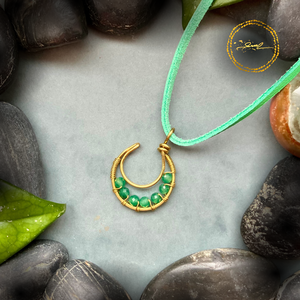 SaraZ // Lunar Circle nyaklánc aventurinnal, Ékszer, Nyaklánc, Medálos nyaklánc, Ékszerkészítés, MESKA