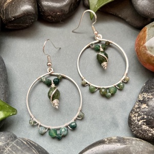 SaraZ // Desert Bloom fülbevaló indiai és moha acháttal - ékszer - fülbevaló - lógó fülbevaló - Meska.hu