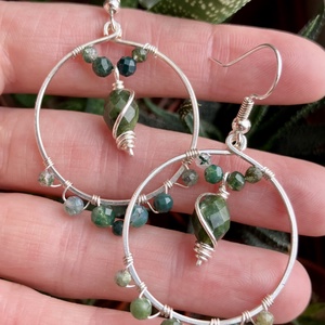 SaraZ // Desert Bloom fülbevaló indiai és moha acháttal - ékszer - fülbevaló - lógó fülbevaló - Meska.hu