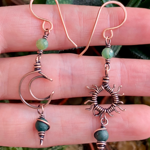 SaraZ // Eclipse Soul fülbevaló indiai acháttal - ékszer - fülbevaló - lógó fülbevaló - Meska.hu