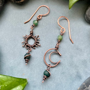 SaraZ // Eclipse Soul fülbevaló indiai acháttal - ékszer - fülbevaló - lógó fülbevaló - Meska.hu