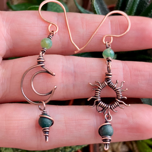 SaraZ // Eclipse Soul fülbevaló indiai acháttal - ékszer - fülbevaló - lógó fülbevaló - Meska.hu