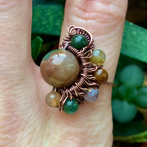 SaraZ // Desert Bloom gyűrű indiai acháttal - ékszer - gyűrű - gyöngyös gyűrű - Meska.hu