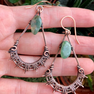 SaraZ // Green Nest fülbevaló moha acháttal - ékszer - fülbevaló - lógó fülbevaló - Meska.hu