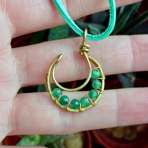 SaraZ // Lunar Circle nyaklánc aventurinnal - ékszer - nyaklánc - medálos nyaklánc - Meska.hu