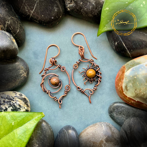 SaraZ // Eclipse Soul fülbevaló indiai acháttal, Ékszer, Fülbevaló, Lógó fülbevaló, Ékszerkészítés, MESKA