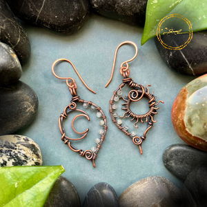 SaraZ // Eclipse Soul fülbevaló labradorittal, Ékszer, Fülbevaló, Lógó fülbevaló, Ékszerkészítés, MESKA