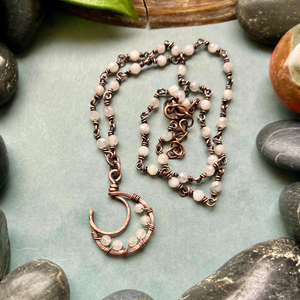 SaraZ // Lunar Circle nyaklánc holdkővel - ékszer - nyaklánc - medálos nyaklánc - Meska.hu