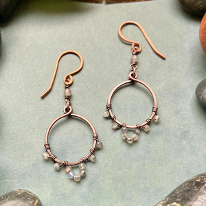 SaraZ // Desert Bloom fülbevaló labradorittal - ékszer - fülbevaló - lógó fülbevaló - Meska.hu