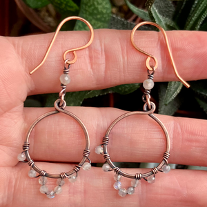 SaraZ // Desert Bloom fülbevaló labradorittal - ékszer - fülbevaló - lógó fülbevaló - Meska.hu